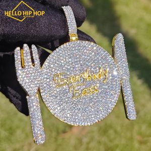 Hot Selling Design Dining servies hanger met volledige diamant zirkoon hanger ketting, modieuze persoonlijkheid, cool rap single item accessoire