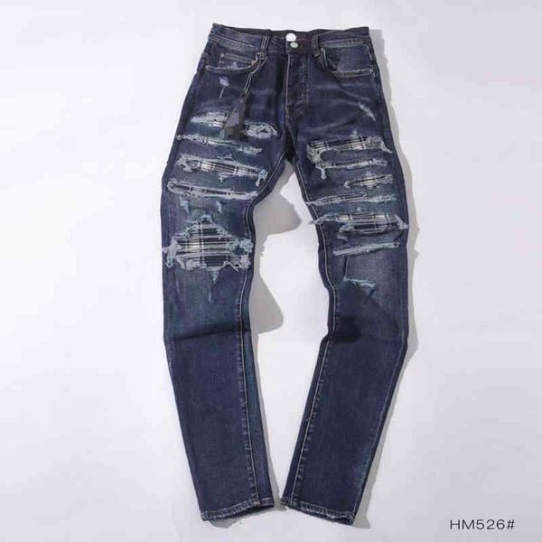 Marca de tide de jeans de diseñador de ventas calientes A 22 Miri de alta calidad Retro Retped Ins New American Street Hip Hop Fashion Loose Mens Sports Sports Dr5