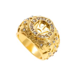 Hot Selling Designer Love Luxury 18K Gold Ploated Crown Ring for Men Special Vintage Canved Diamond Ring