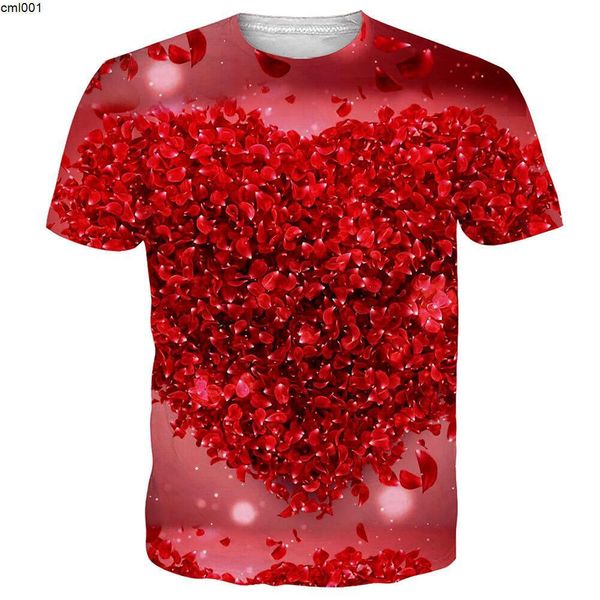 Vente chaude numérique imprimé hommes T-shirts pour la saint-valentin Couples amour décontracté à manches courtes chemises