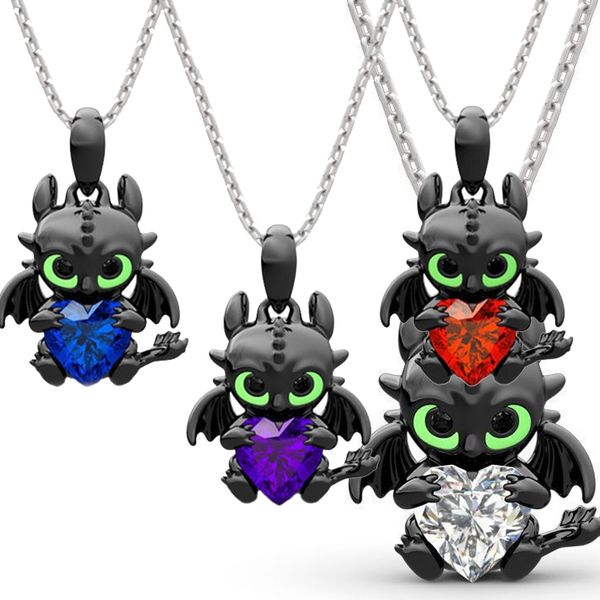 Collier de dessin animé Dragon en alliage de verre de cristal, pendentif de personnage d'anime, bijoux Souvenir pour femmes démoniaques, cadeau en pierre, offre spéciale