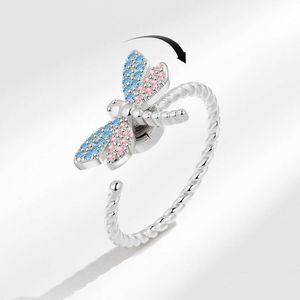 Hot Selling Dragonfly Spinning Trendy Diamond Set voor dames Eenvoudige en veelzijdige high-end verstelbare populaire ring