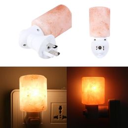 Hot selling Prachtige Cilinder Natuurlijke Steenzout Himalaya Zout Lamp Luchtreiniger met Houten Basis Amber Nachtverlichting