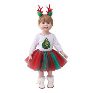 Accesorios de ropa de muñeca de moda de venta caliente estilo navideño muñeca vestido esponjoso de bricolaje muñeca muñeca accesorios de ropa de Navidad ropa de muñeca de 18 pulgadas