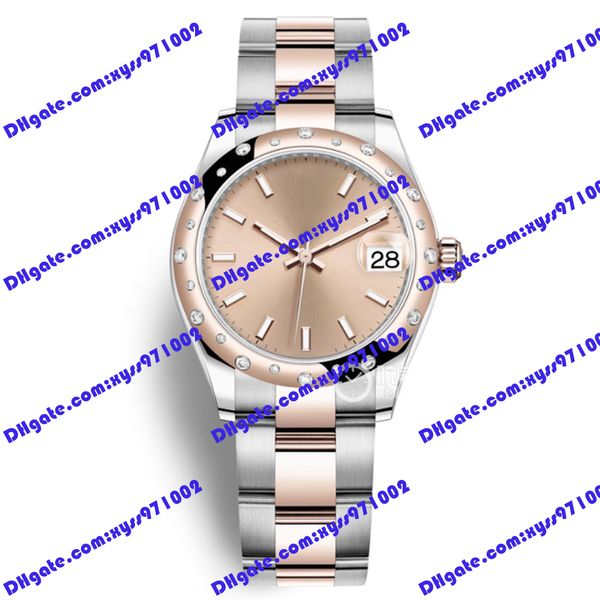 Venta caliente moda nuevo reloj de mujer 31 mm esfera rosa 278341 178344 278248 bisel de diamantes 18k oro rosa reloj de lujo Asia 2813 relojes mecánicos automáticos de tamaño mediano