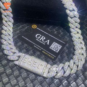 Hot Selling Fashion Stijl 925 Zilveren Ketting Passeren de Diamant Test Wit Goud Cubaanse Link Chain d Vvs 1 Moissanite ketting