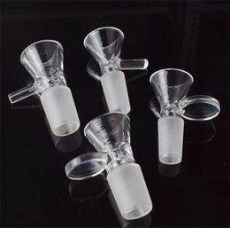 Hookahs Tazones de vidrio con mango 14 mm 18 mm Macho redondo Bong Bowl Accesorios para fumar para Dab Rig Adaptador de tubería de agua