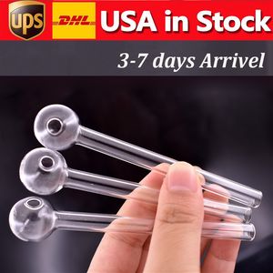 Tuyaux de brûleur à mazout en verre de vente chaude Pipe à fumer 10 cm 4 pouces Couleur claire Tuyau à ongles à huile transparent épais Tuyaux en verre à main EN STOCK AUX ÉTATS-UNIS