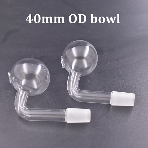 Vente chaude Verre Brûleur À Huile Fumer Pipe 10mm 14mm 18mm Mâle Femelle 40mm Boule OD Brûlant Herbe Sèche Tabac Eau Main Fumer Pipe Bol À Huile