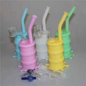 Vente chaude lueur dans les narguilés de conduite d'eau en silicone sombre avec 14mm joint quartz clou silicone dab rig barboteurs Silicone Hookah Bongs