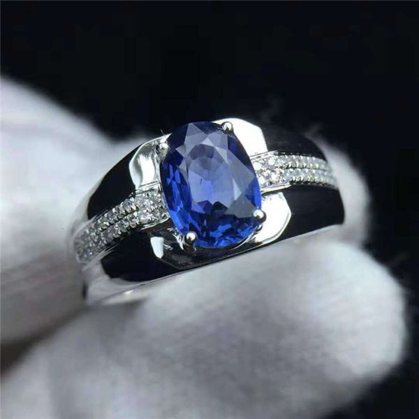 Vente chaude fournisseur d'or grande bague en or 18 carats avec saphir bleu pour hommes