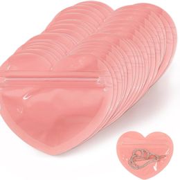 Heet verkopen hartvormige sieradenverpakkingszak Valentijnsdag Candy Haarspeld opbergtas Zelfafdichting Mylar Pack Pouches