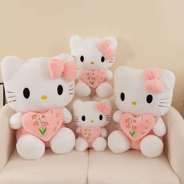 Corazón de venta caliente con flores kt peluche muñecas animales lindos juguetes de peluche para niños