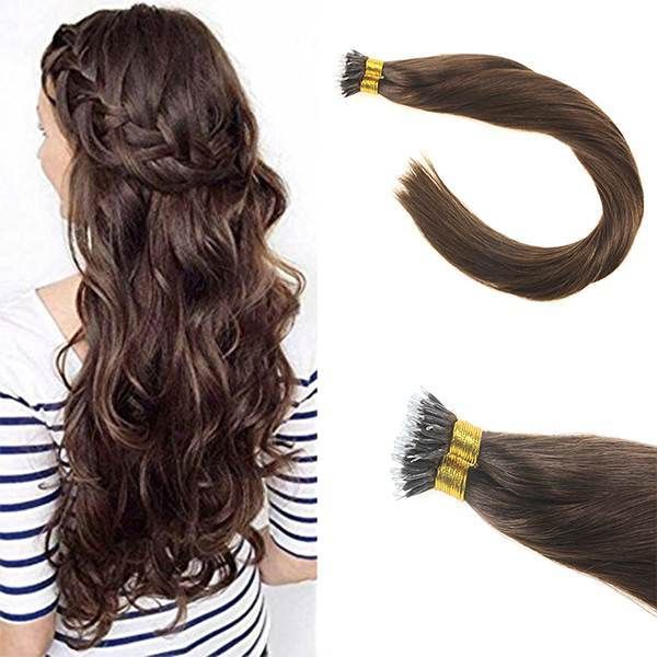 Vente chaude de haute qualité prix pas cher Nano Ring Extensions de cheveux #4 Vierge brésilienne humaine remy cheveux