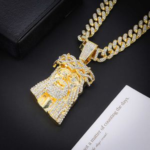 Colliers hip-hop pour hommes, pendentifs avatar en alliage incrusté de strass, accessoires JQZ3, offre spéciale