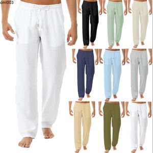 Heet verkopen thuisbroek heren sport yogabroek vaste kleur casual katoenen linnen slapen