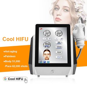 Vente chaude ICE HIFU Machine haute technologie CRYO indolore 62000 coups Ultrasons Lifting du visage puissant SMAS Dispositif anti-âge Élimination des rides Équipement de beauté