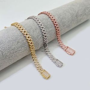 Hot Selling Iced Out 8mm 10 mm Cuban Link Chain Women Sterling Silver Moissanite Diamond Bracelet