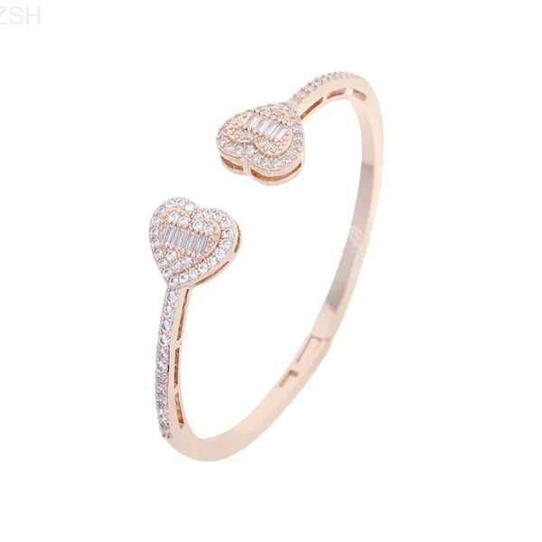 Venta caliente en 2024 Envío gratis Corazón Forma de amor Brazalete ajustable Pulsera Mujeres Hombres Hip Hop Iced Out Bling Cubic Zirconia Pareja Regalo de joyería