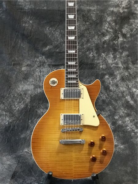 ¡Venta caliente! En stock, guitarra eléctrica estándar estilo Honey Burst con diapasón de palisandro, guitarra de alta calidad