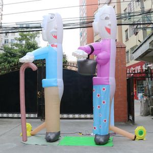 Chiffres gonflables de vente chaude gonflable Sarah et Abraham dessin animé 4mH personnages ballon publicité