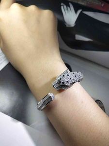 Hot verkoopitem JXJ S Sterling Sier Card opgewonden luipaard Bracelet Dames mode overdreven sfeer trendy hand sieraden