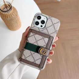 2024 Articles de vente à chaud iPhone 13 Promax Case Luxury Le cuir de téléphone Téléphone Twill Carte Haband de carte pour iPhone 14 Pro Max Mimi 11 XR XS x 7 8 Puls 6 12 Cas