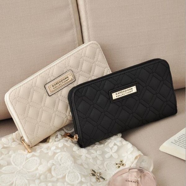 Vente à chaud KK portefeuille long Design Women Wallet Pu Leather Kardashian Kollection Sac d'embrayage haute ferme