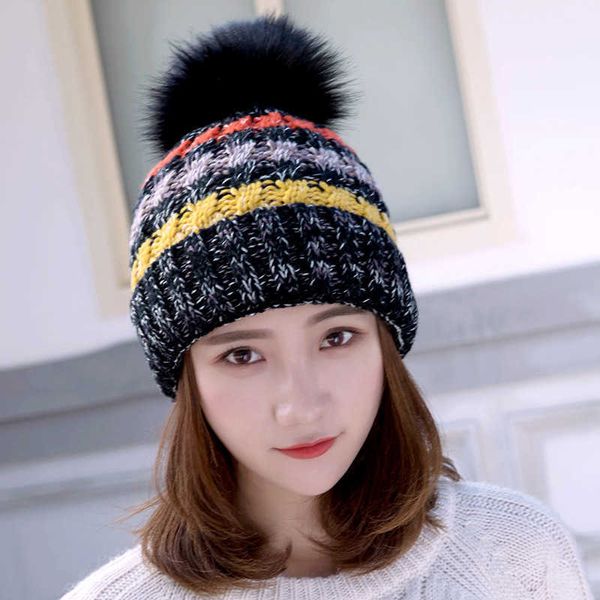 Gorro de lana de colores mezclados coreano, versión infantil gruesa y cálida de Taobao súper tejido, superventas