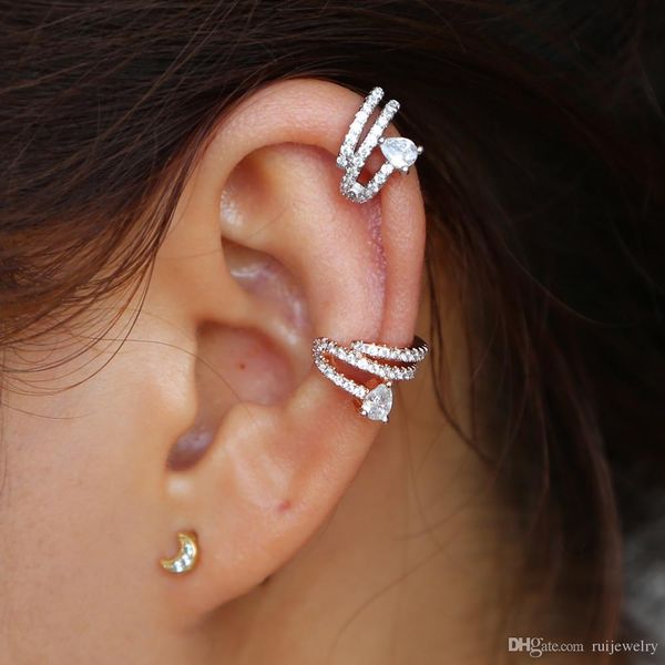 Vente chaude Style coréen torsadé plaqué zircone cubique pas d'oreille percée manchette Helix oreille clip Cartilage boucle d'oreille pour femmes filles cadeau