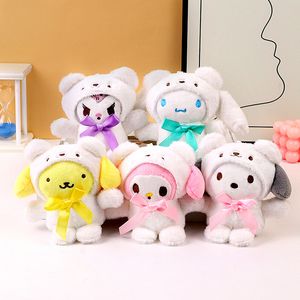 Heet verkopen Kuromi Polar Bear Cross Dessing Pluche Doll Keychain Bag Pendant Doll