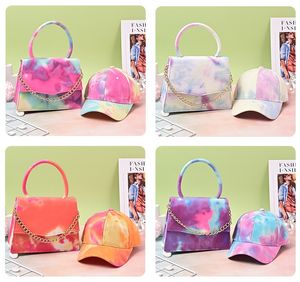 Hot selling Grote Shining Tie Die Hoeden en Portemonnees Handtassen Sets New York Baseball Emmer Hat en tas Set voor vrouwen