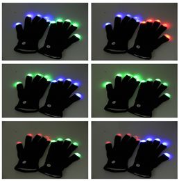 Hot selling led handschoenen kleurrijke veranderende zwart wit licht vinger knipperen voor Halloween kerst KTV feest gratis DHL FEDEX