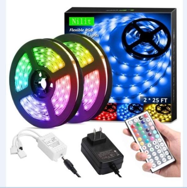 Vente chaude LED Bande Lumières RVB 16.4Ft/5M SMD 5050 DC12V Flexible led bandes lumières 30LED/mètre 16 Différentes Couleurs Statique