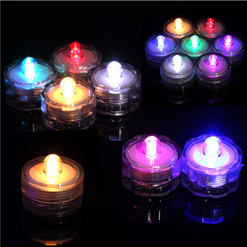 Ljusljus nattlampor LED Submersible Waterproof Tea Lights Batteris Power Dekoration Candles Wedding Party Christmas High Quality Decoration Lamp