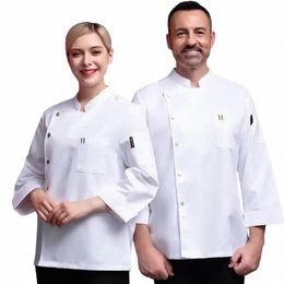 Vente chaude Lg Veste À Manches Chef Uniforme Respirant Cuisine Cuisine Veste Restaurant Hôtel Serveur Uniforme De Travail Unisexe G2pF #