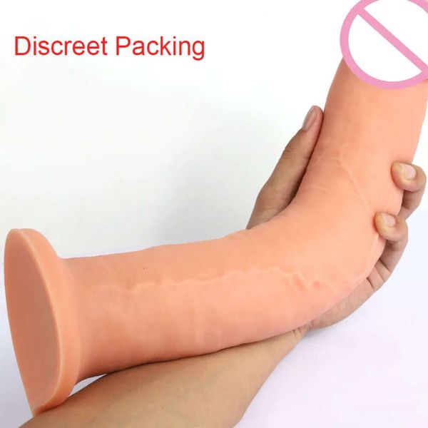 Hot Selling Long Dildo Realistic Cock Fake Buttplug Sexy Juguetes para mujeres /hombres Masturbators de enchufe anal