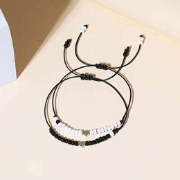 Hot Selling Love Pare Boyfriend y novia Pulsera tejida Código de musgo Moss Black White Rice Set Regalo