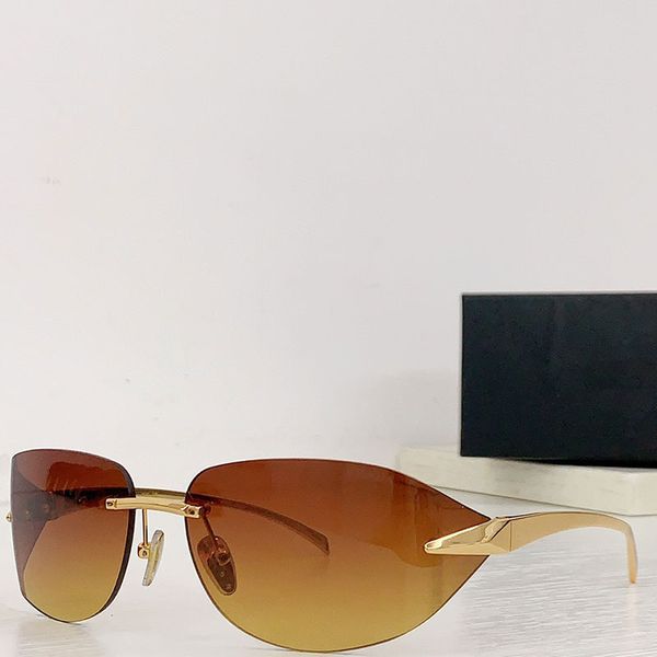 Venta caliente de lujo para hombre marca diseñador gafas de sol Runway para hombre para mujer retro en forma de mariposa sin marco pierna dorada lentes amarillos gafas de sol de moda SPRA56