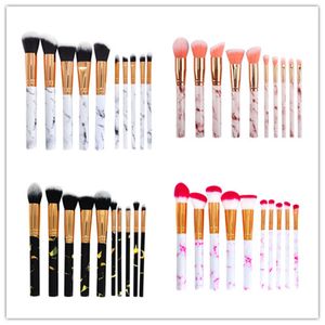 10 stks / set marmer make-up borstels blozen poeder wenkbrauw eyeliner hoogtepunt concealer contour foundation make-up borstel set 10