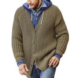 Pull ample à manches longues et aiguilles épaisses pour homme, veste Cardigan de couleur unie, offre spéciale, automne et hiver