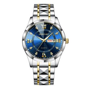 Hot Sell's Mentes's Watchs Night Glow Imperproofing Business and Leisure Quartz Rivet Steel Strip en gros des montres masculines