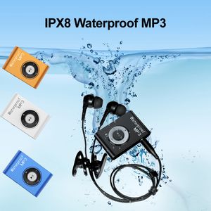 Reproductor MP3 resistente al agua IPX8, natación, buceo, surf, 8GB/ 4GB, auriculares deportivos, reproductor de música con Clip FM, Walkman MP3Player