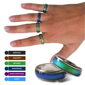 El anillo de banda de estado de ánimo de tamaño mixto de venta caliente cambia de color a su temperatura revela su emoción interna joyería de moda barata