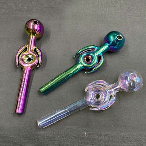 Vente chaude Nano Placage Verre Brûleur À Huile Tuyaux Colorés Pipes À La Main mi beignet bras latéraux équilibreur Cuillère Pipe Fumer Accessoires De Tabac