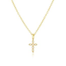 Collier de vente chaude en Europe et en amérique INS style S925 classique diamant incrusté zircon croix clavicule collier collier