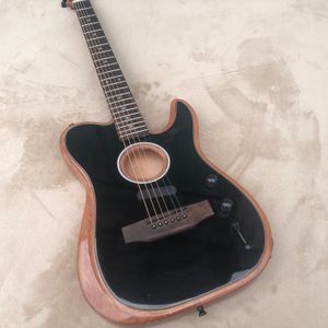 Vente chaude nouvelle guitare électrique acoustique personnalisée, placage d'érable tigré, peinture de couleur bois, ventes directes d'usine