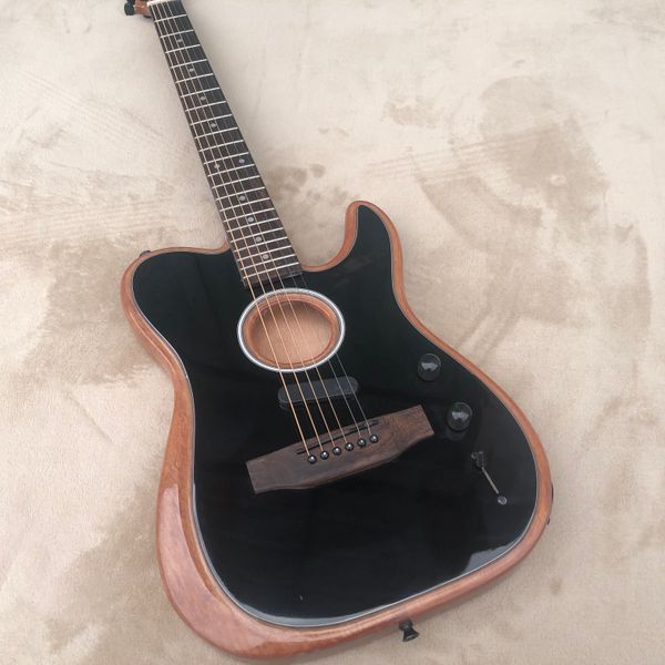 Venta caliente nueva guitarra eléctrica acústica personalizada, chapa de arce tigre, pintura de color madera, ventas directas de fábrica