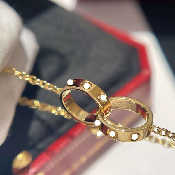 Горячий новый браслет с двойным кольцом без бриллиантов для женской моды, универсальность, сохранение цвета, свет и нишевый дизайн