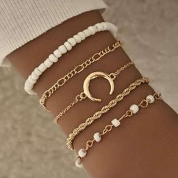 Ensemble de Bracelets multicolores en perles de riz, ensemble de cinq pièces, lune créative à la mode, bijoux pour femmes, offre spéciale, nouvelle collection